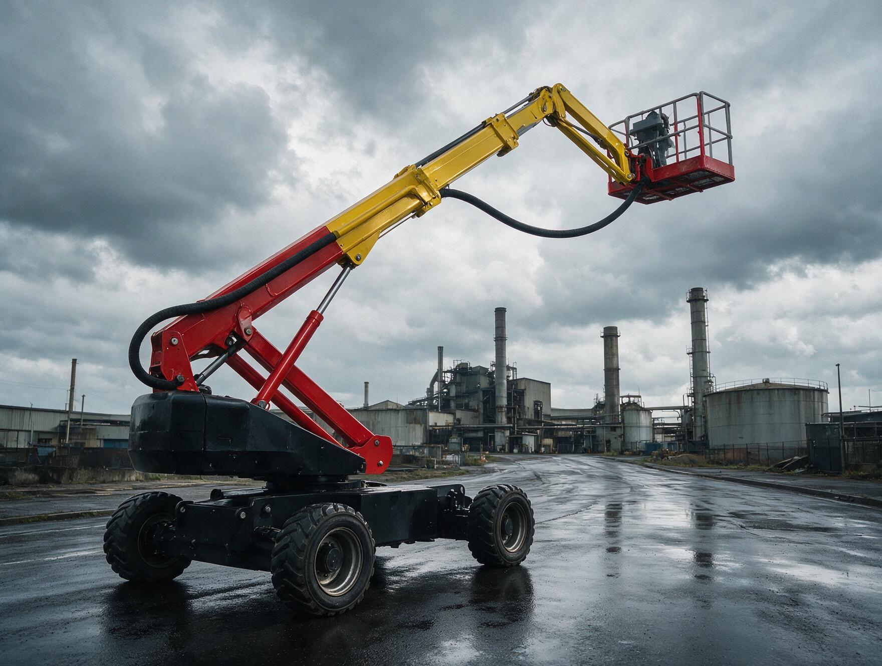 Nacelle élévatrice déployée sur un site industriel